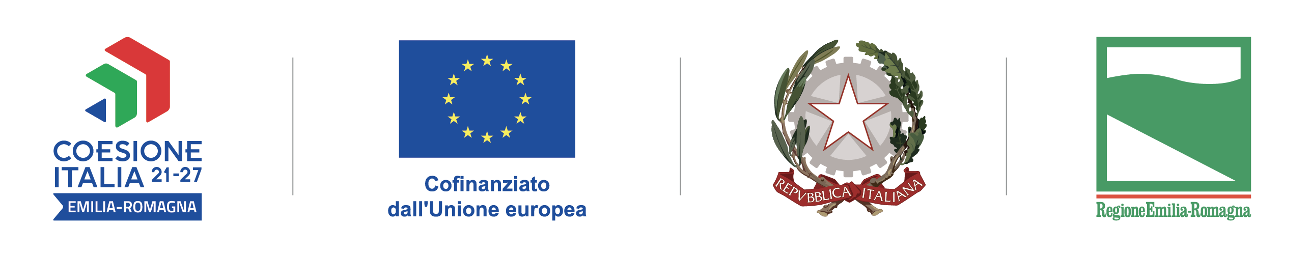 Coesione Italia 21-27, Cofinanziato dall'Unione europea, Repubblica Italiana, Regione Emilia-Romagna